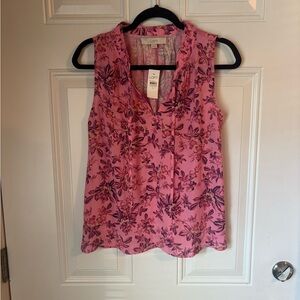 LOFT Pink Floral Sleeveless Blouse